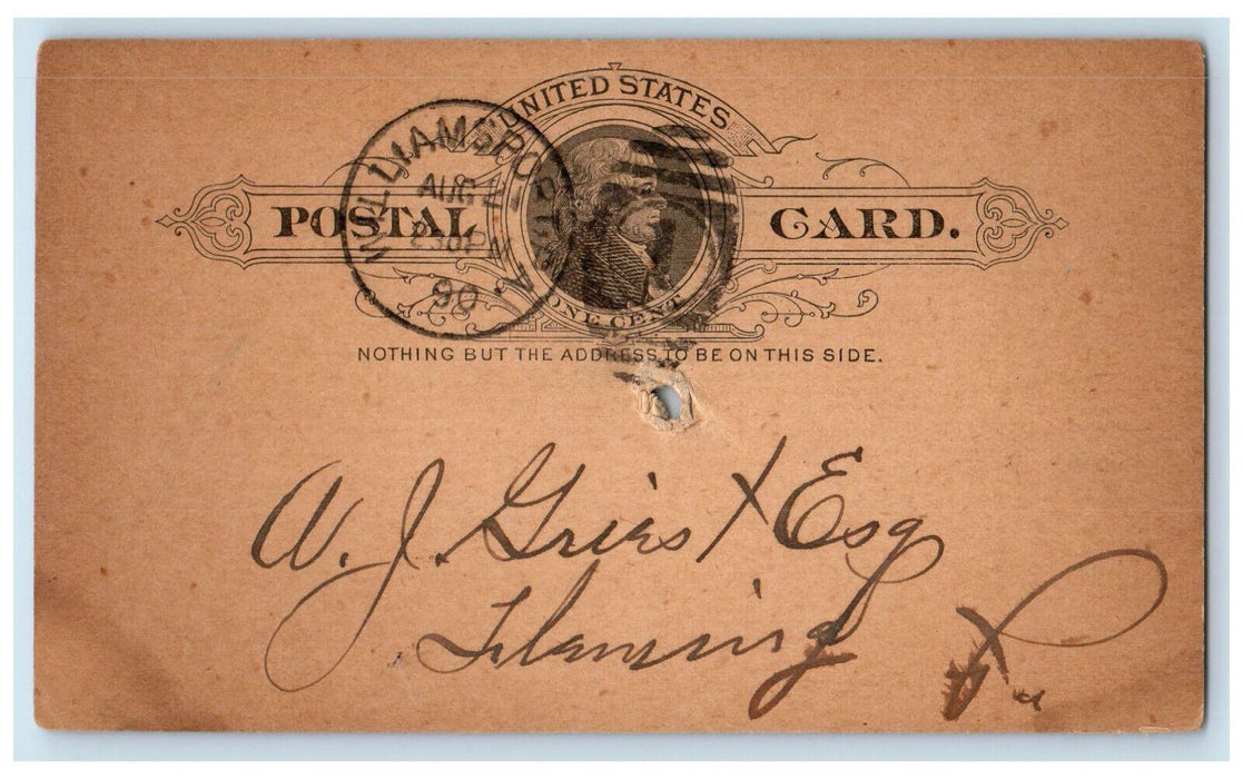 1890 Standard Candy Co. Williamsport Pennsylvania PA Fleming PA Postal Card