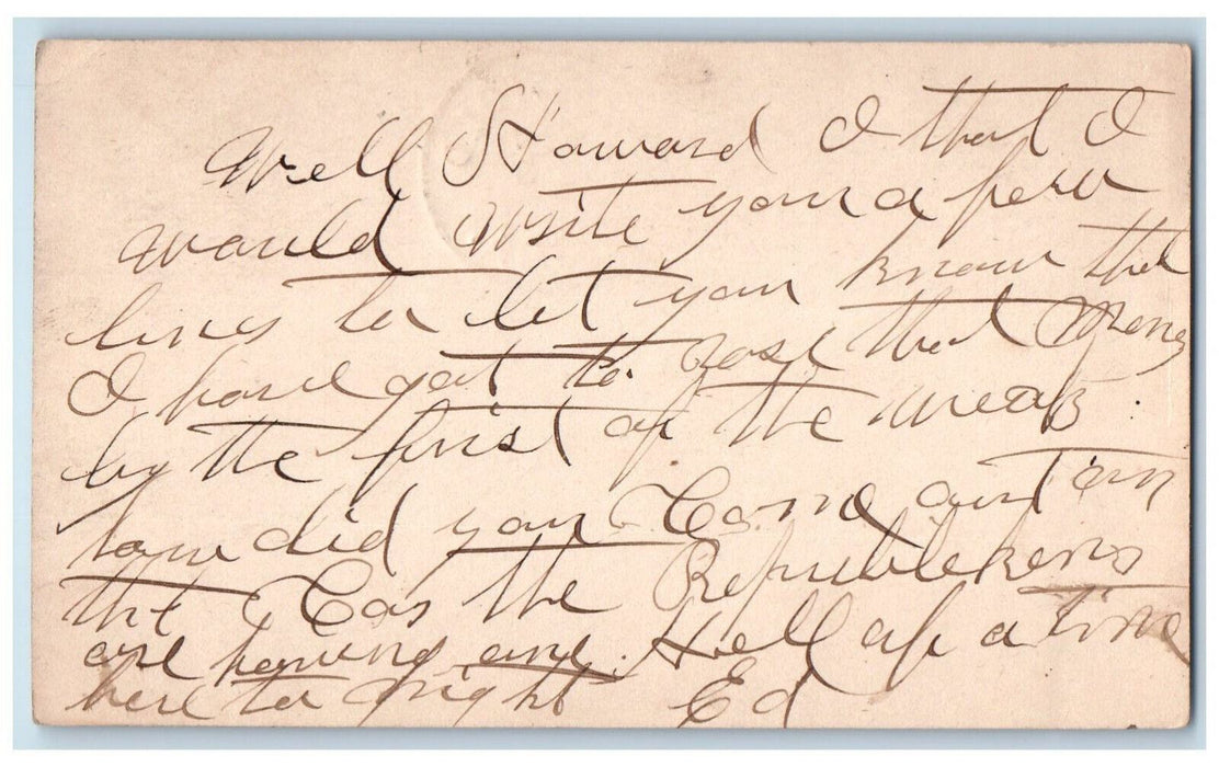 1888 WS Howard Griswold Iowa IA Omaha NE Antique Posted Postal Card