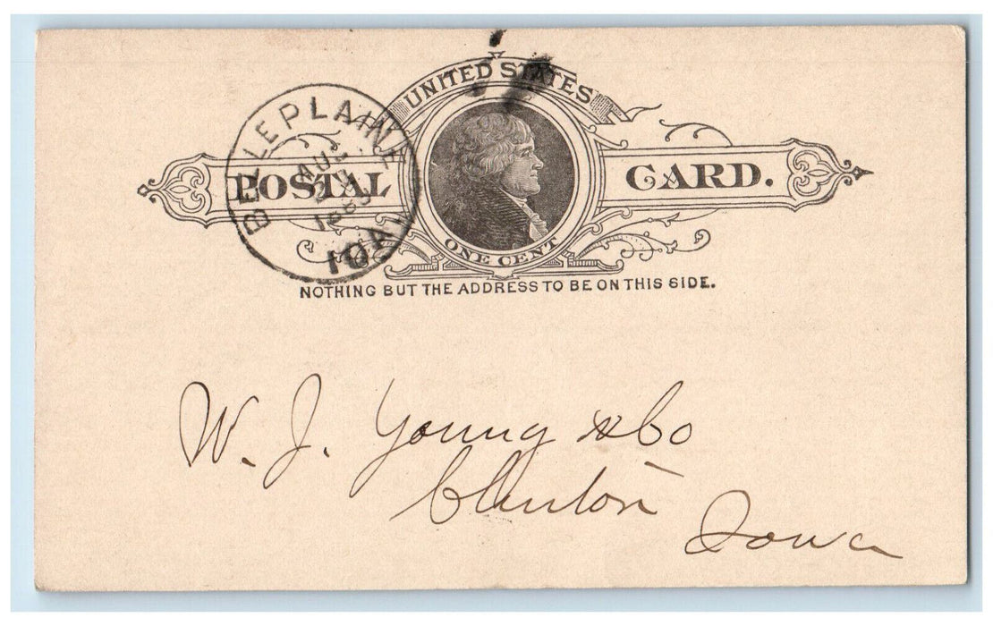 1889 JP Henry Lumber Belle Plaine Iowa IA Clinton IA Antique Posted Postal Card