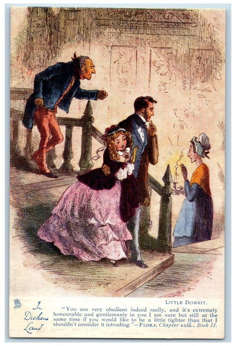 c1910's Dickens Land Little Dorrit Woman Candle Light Oilette Tuck's Postcard