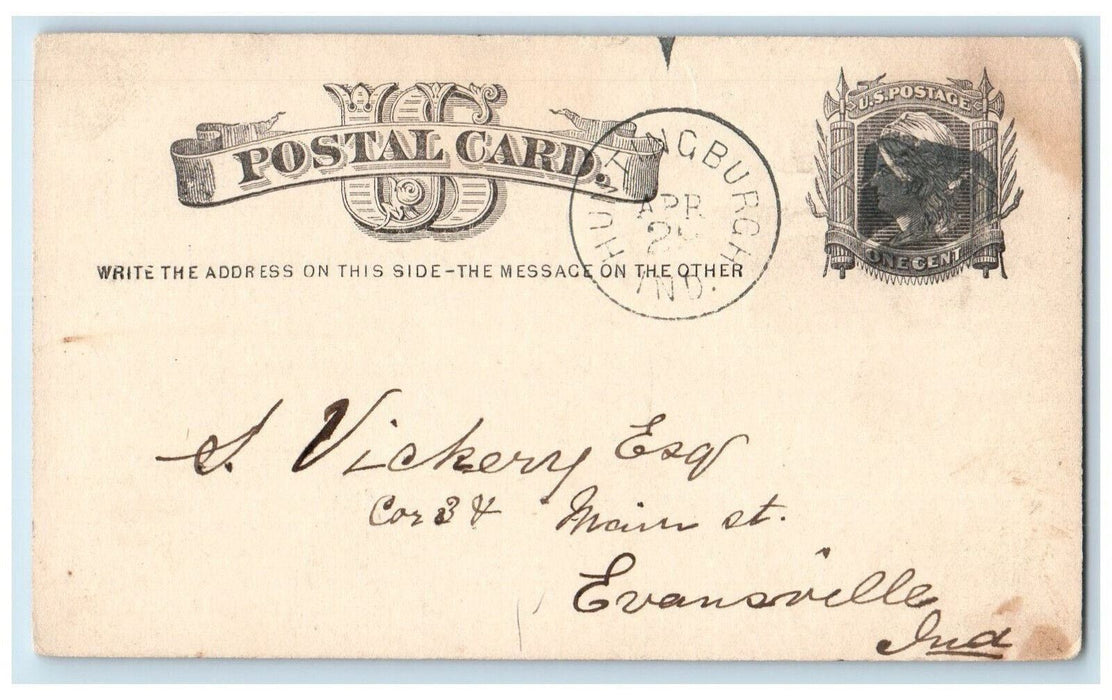 c1880's G Wolfe Fishing Party Huntingburgh Indiana IN Evansville IN Postal Card