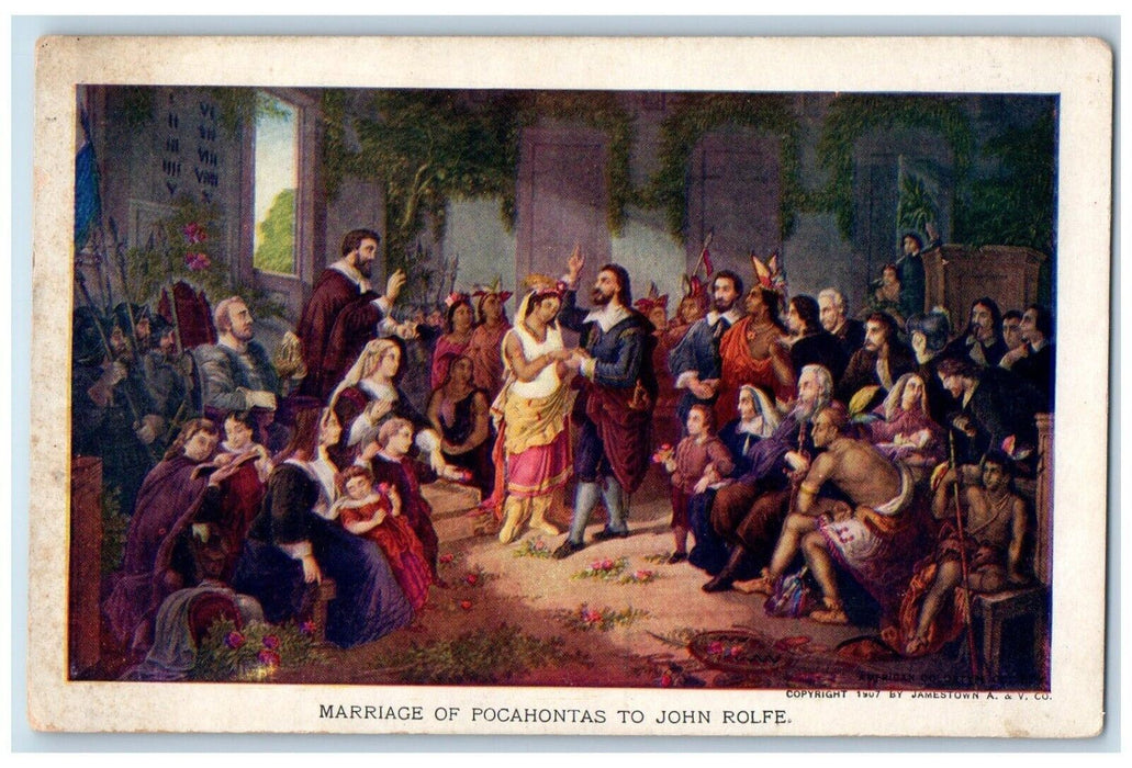 1907 Marriage Of Pocahontas To John Rolfe Jamestown Exposition Vintage Postcard