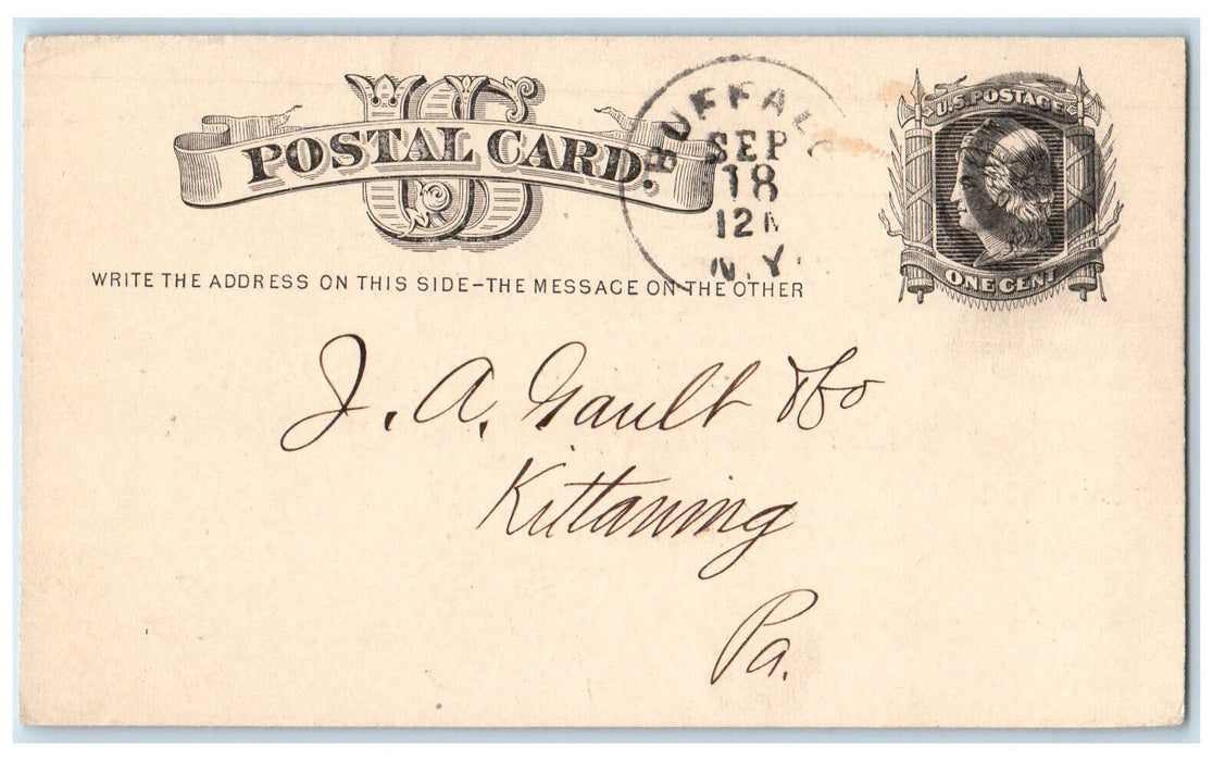 1880 JS Larkin & Co. Buffalo New York NY Kittaning Pennsylvania PA Postal Card