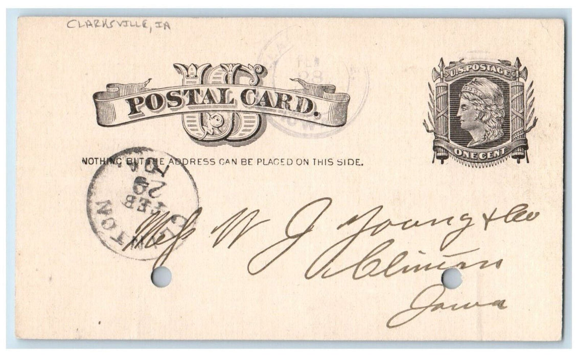 1884 Lumber Order Clarksville Iowa IA Clinton IA Antique Posted Postal Card