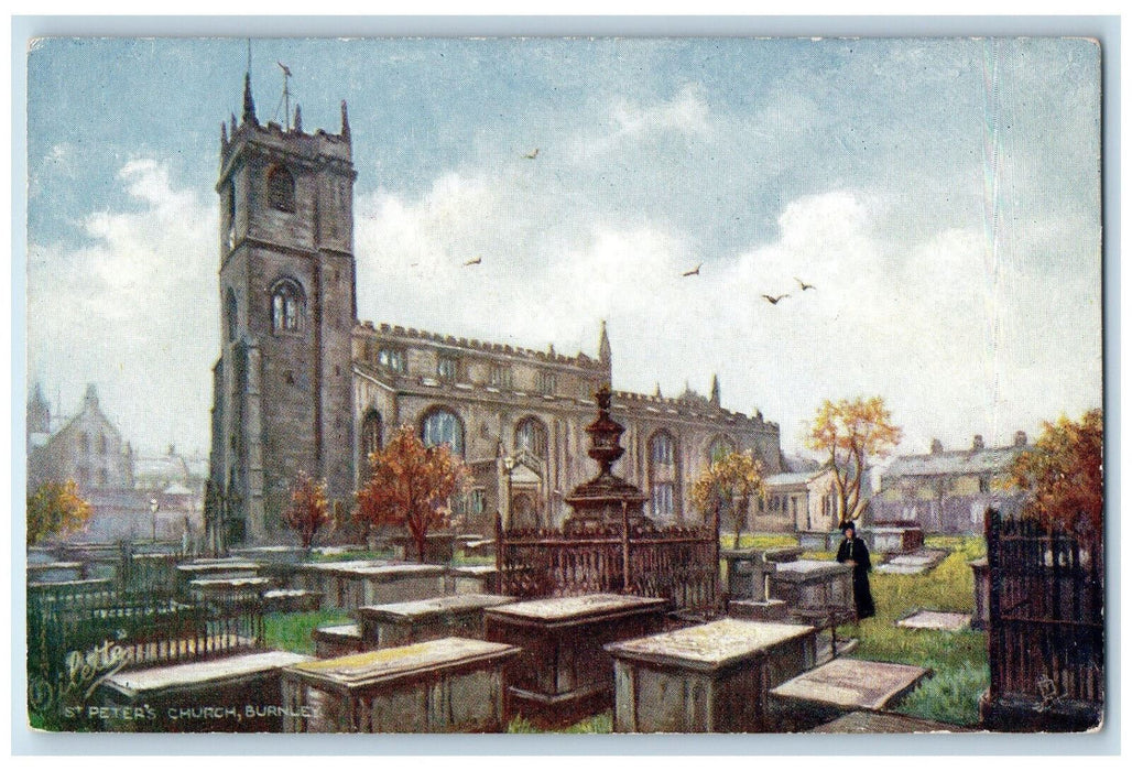 c1910 St. Peter's Church Burnley England Oilette Tuck Art Unposted Postcard