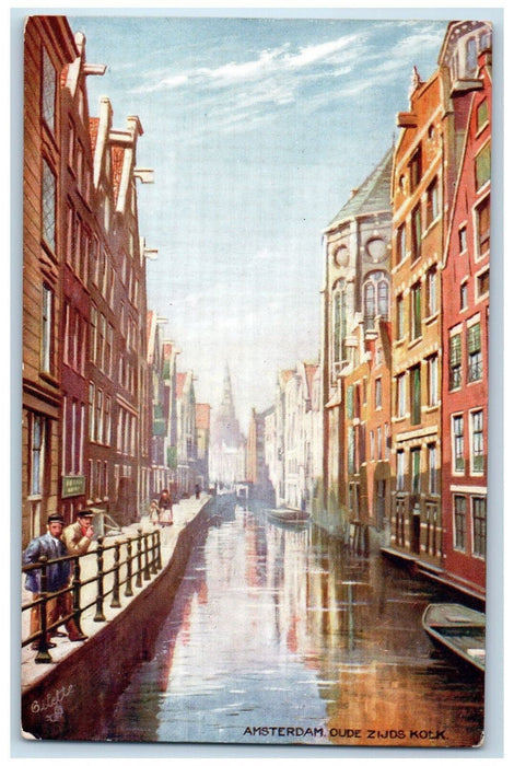 c1910 Amsterdam Oijde Zijds Kolk Netherlands Oilette Tuck Art Postcard