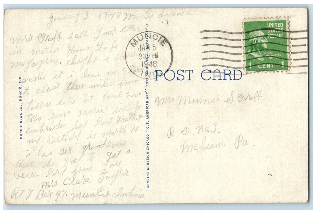 1948 Ball Gymnasium Ball State Teachers College Exterior Muncie Indiana Postcard