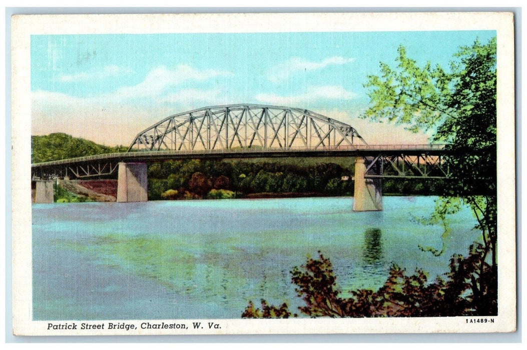 1948 Patrick Street Bridge River Lake Charleston West Virginia Vintage Postcard