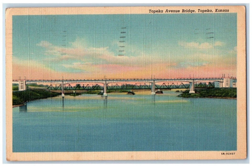 1948 Topeka Avenue Bridge River Lake Spans Steel Girder Topeka Kansas Postcard