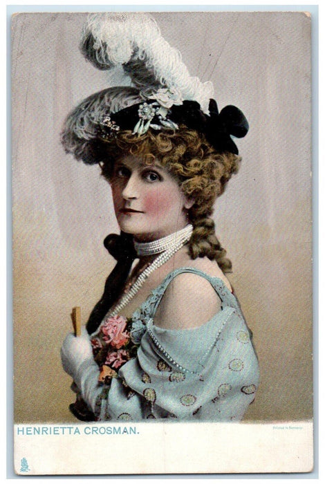 c1905 Pretty Woman Henrieta Crosman Curly Hair Feather Hat Tuck's Postcard