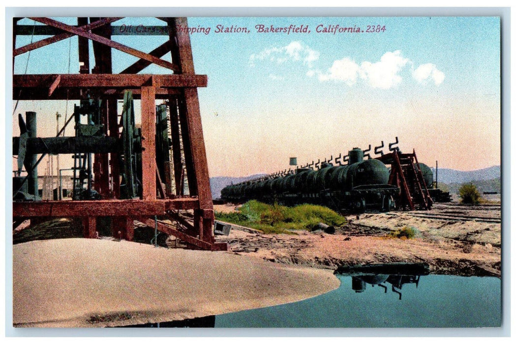 View Of Oil Cars At Shipping Station Bakersfield California CA Antique Postcard