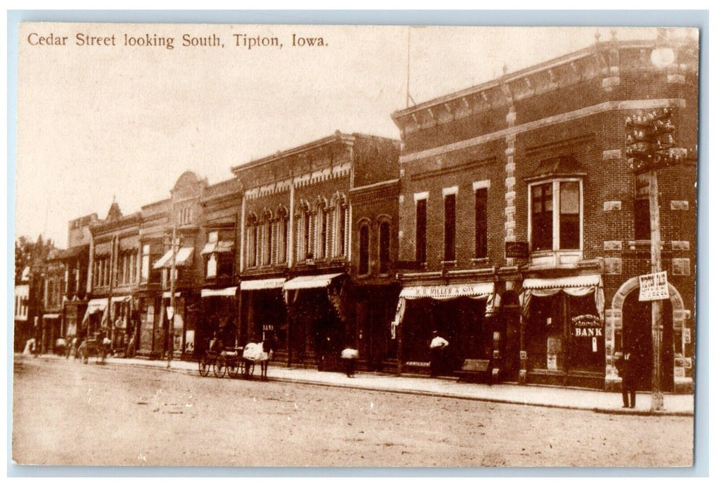 c1950 Cedar Street Looking South Horse Carriage Exterior Tipton Iowa IA Postcard