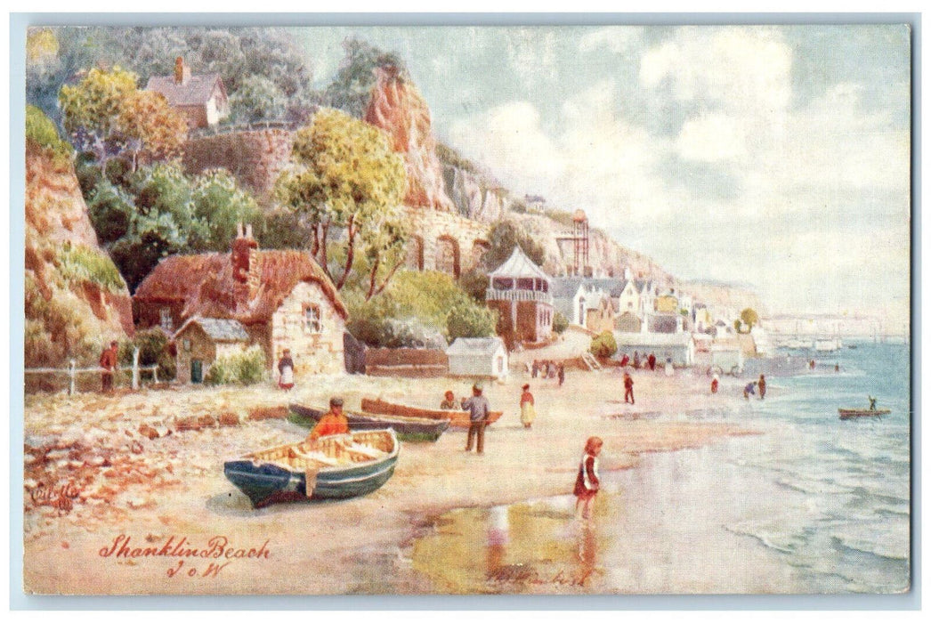 1910 Shanklin Beach Isle of Wight England Oilette Tuck Art Postcard