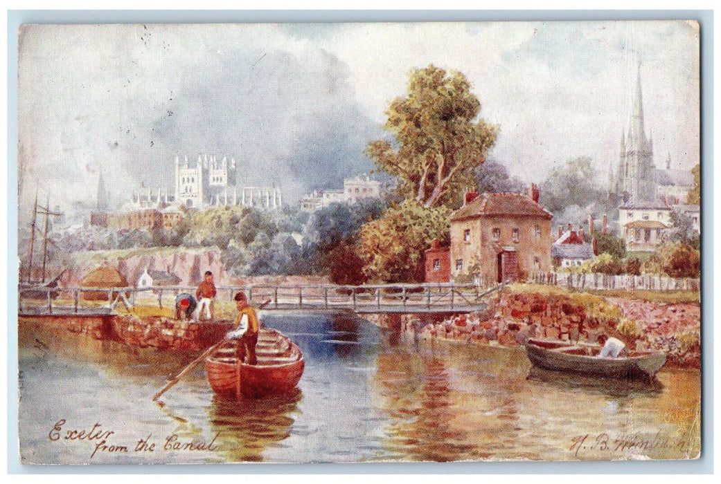 1910 Boating at Exeter from the Canal Exeter England Oilette Tuck Art Postcard