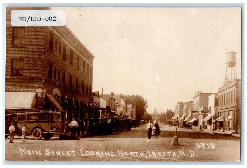 c1950 Main Street Looking North Classic Cars Lakota North Dakota Postcard