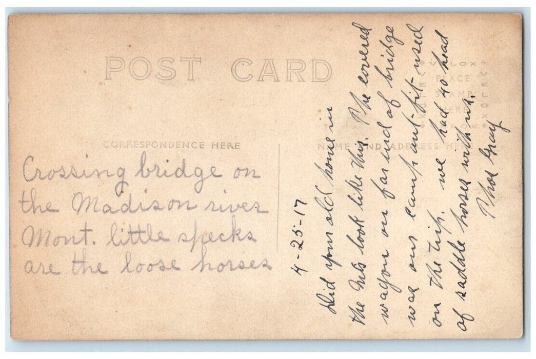 1917 Madison River Bridge View Montana MT RPPC Photo Unposted Postcard