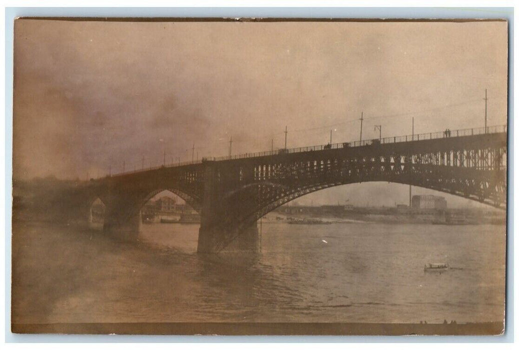 c1910's Eads Bridge Mississippi River View St. Louis MO RPPC Photo Postcard