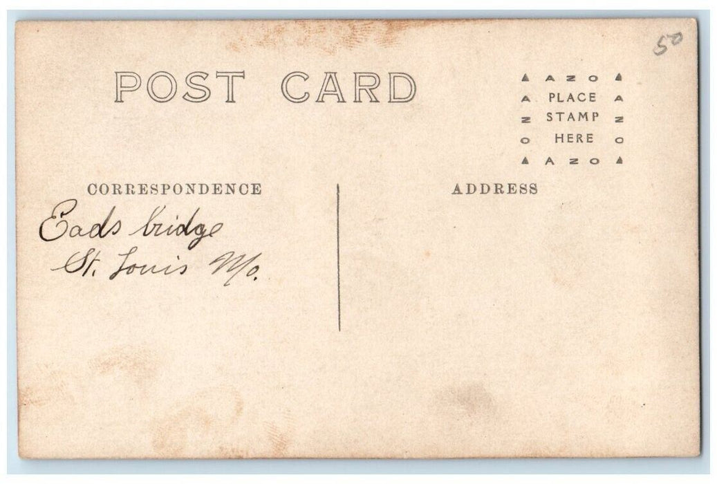 c1910's Eads Bridge Mississippi River View St. Louis MO RPPC Photo Postcard