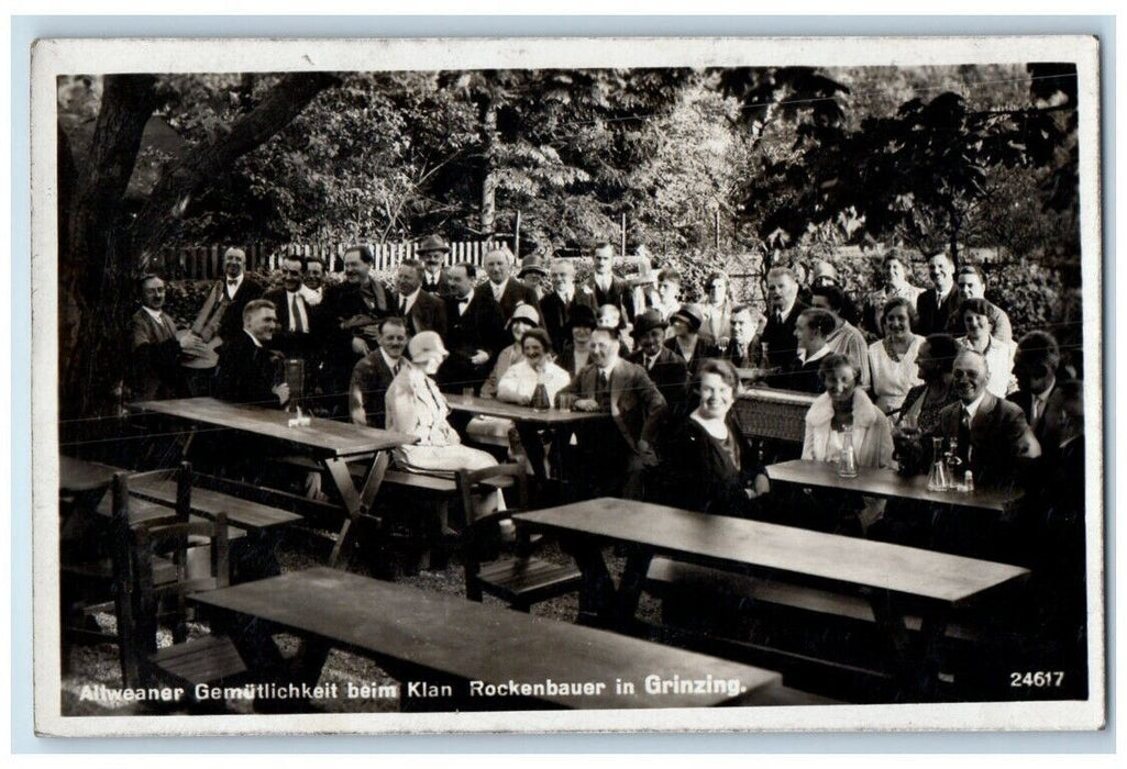 1933 Rockenbauer Family Gathering Grinzing Austria RPPC Photo Posted Postcard