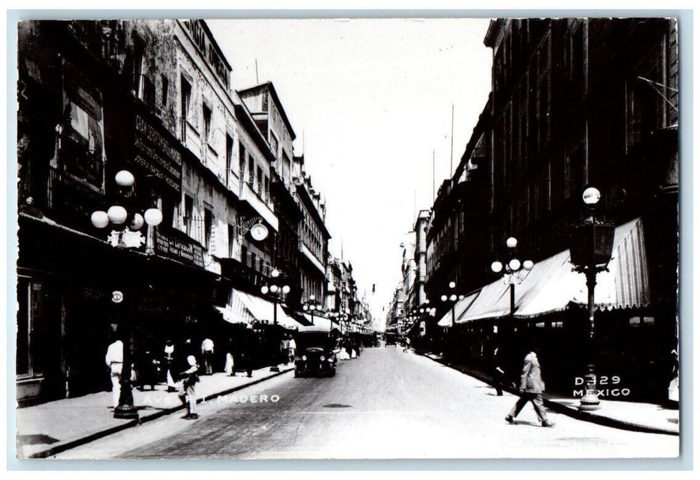 c1930's Madero Business Street View Mexico City Mexico RPPC Photo Postcard