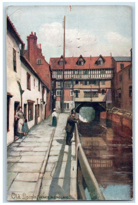 c1910 Venice in England Old Lincoln England Oilette Tuck Art Antique Postcard