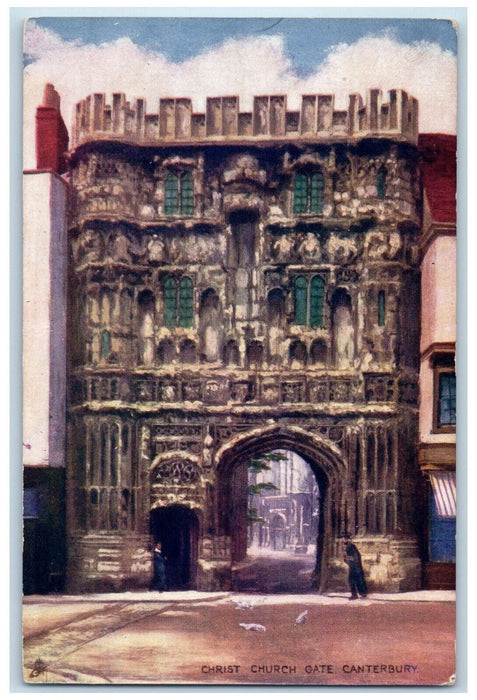 c1910 Christ Church Gate Canterbury England Oilette Tuck Art Postcard