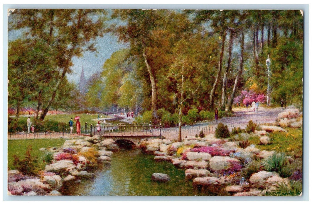 c1910 Bournemouth Rock Gardens Dorset England Oilette Tuck Art Postcard