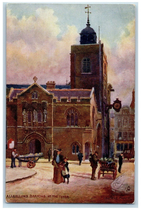 c1910 The Tower Allhallows Barking London England Oilette Tuck Art Postcard