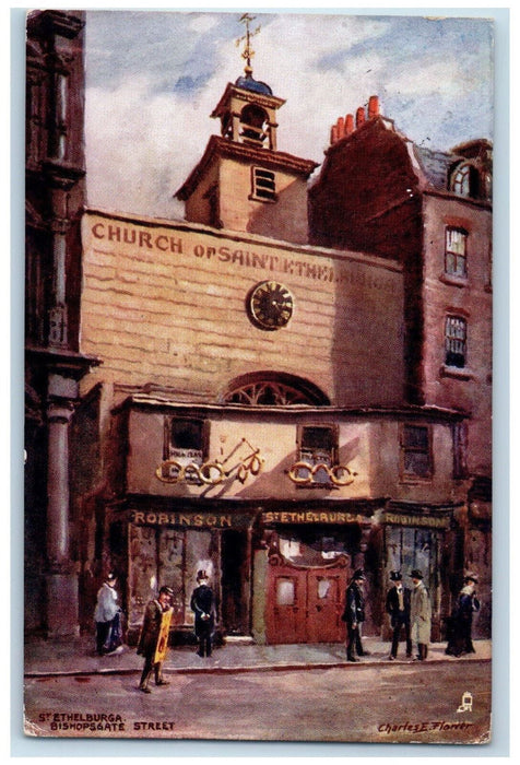 1906 St. Ethelburga Bishopsgate St. London England Aquarette Tuck Art Postcard