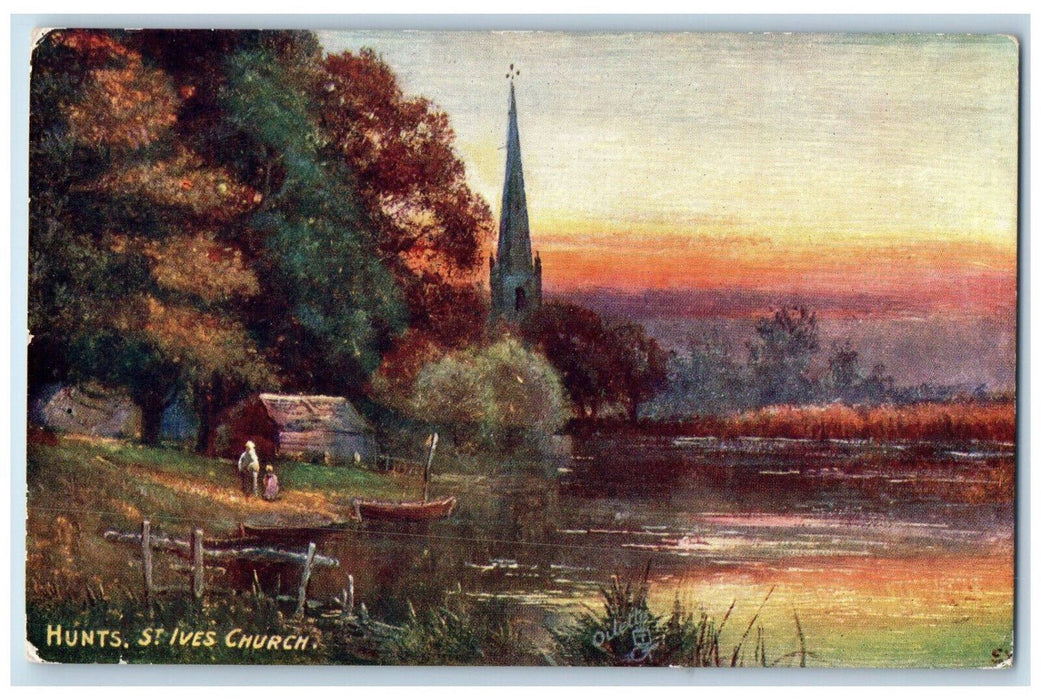 c1910 St. Ives Church Hunts Huntingdonshire England Oilette Tuck Art Postcard