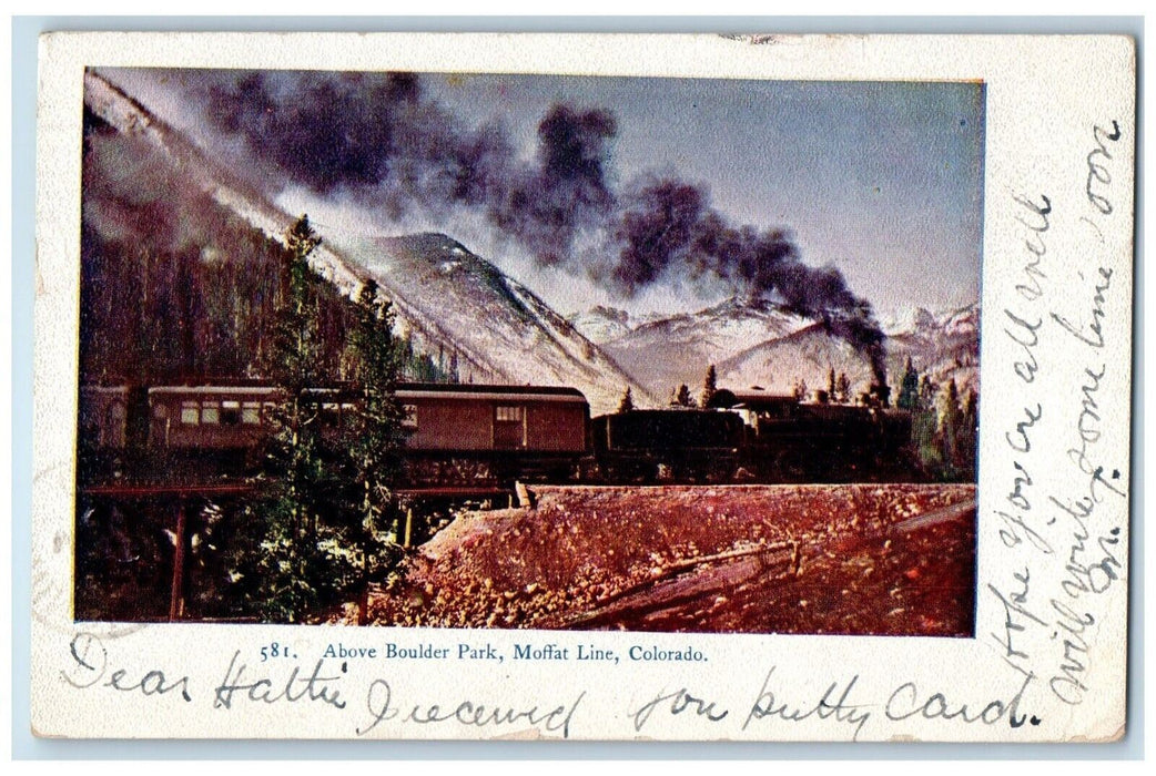 c1905 Above Boulder Park Locomotive Train Moffat Line Colorado Antique Postcard