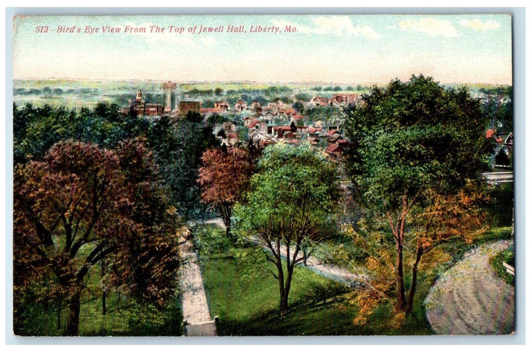 c1910 Birds Eye View From The Top Jewell Hall Exterior Liberty Missouri Postcard