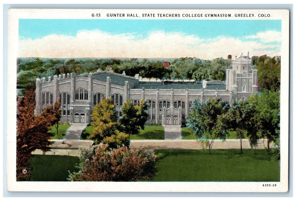 c1920 Gunter Hall State Teachers College Gymnasium Greeley Colorado CO Postcard