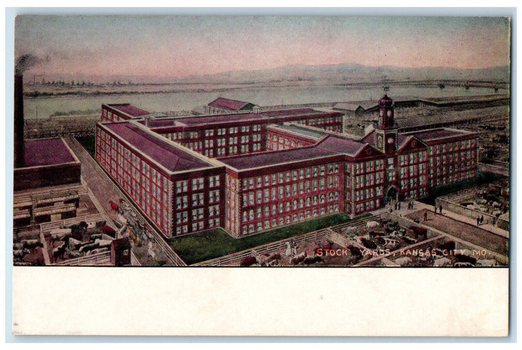 c1900 Aerial View Stock Yards Exterior Building Kansas City Missouri MO Postcard