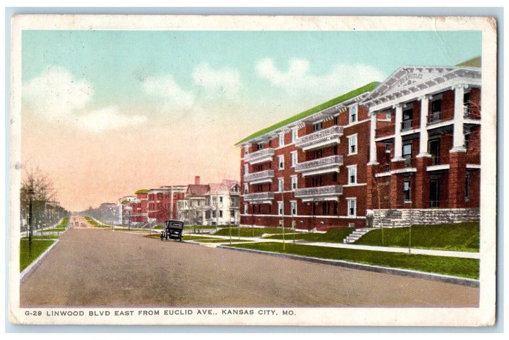 1916 Linwood Boulevard East From Euclid Avenue Kansas City Missouri MO Postcard