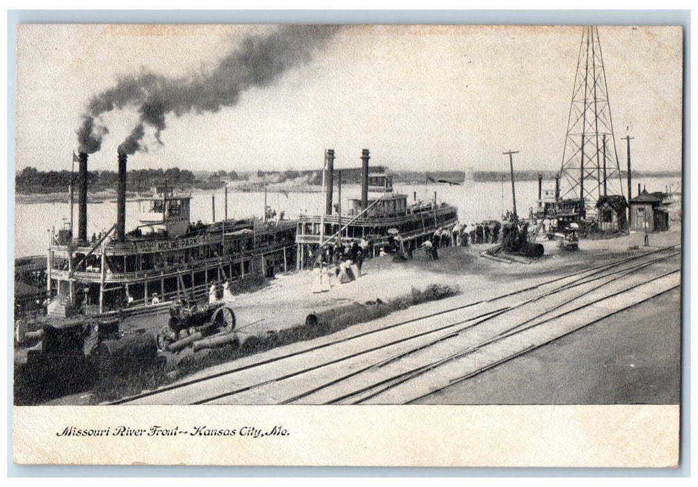 c1905 Missouri River Front Steamer Moline Park Kansas City Missouri MO Postcard