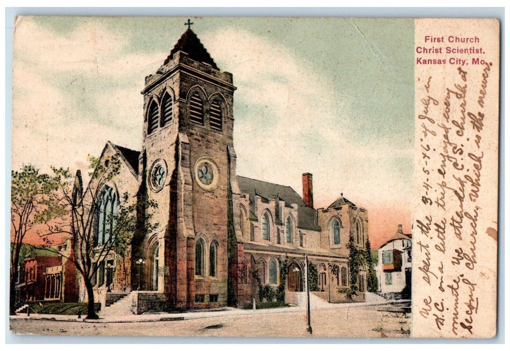 1909 First Church Christ Scientist Chapel Exterior Kansas City Missouri Postcard