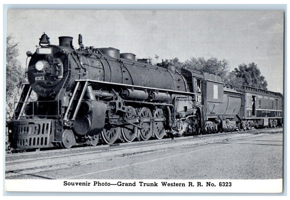 c1940 Souvenir Photo Grand Trunk Western Rail Road Locomotive Train MI Postcard