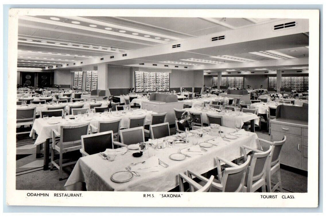 c1950's RMS Saxonia Odahmin Restaurant Interior View RPPC Photo Postcard