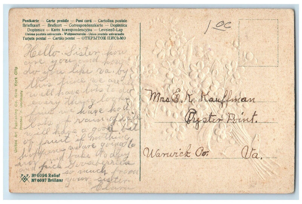 c1910 Greetings From Garden City Embossed Glitter Missouri MO Vintage Postcard