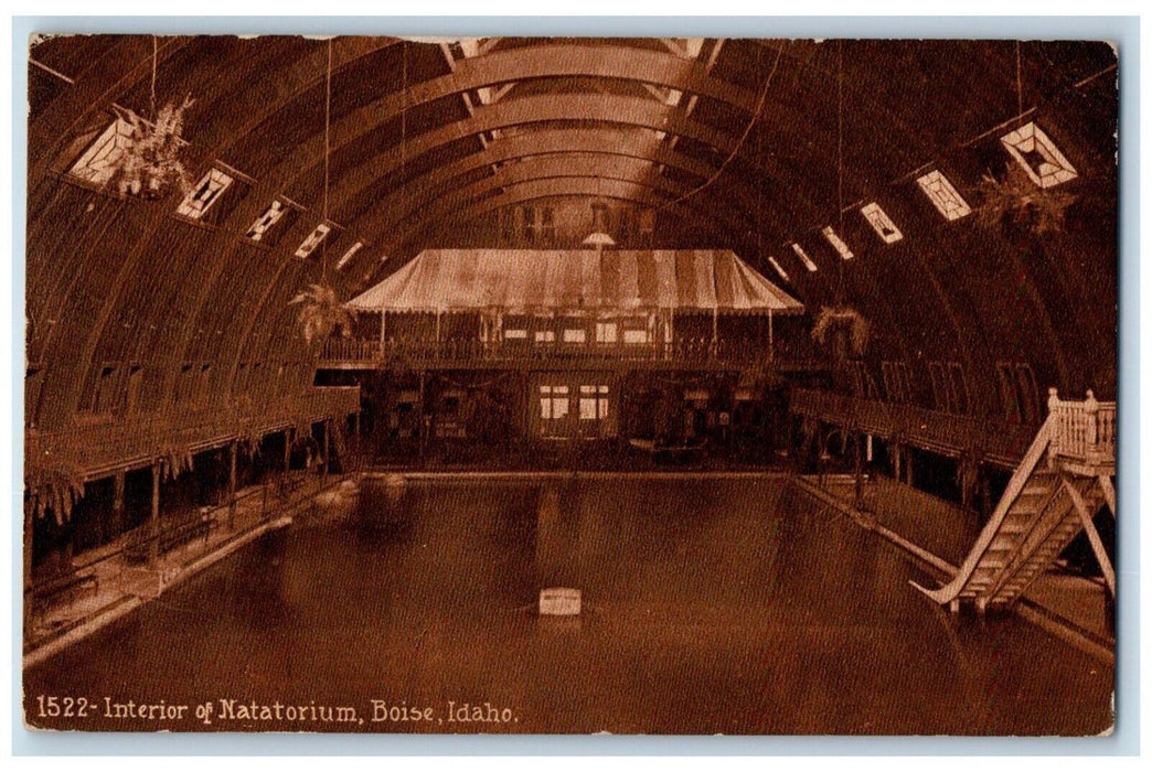 1913 Interior Natatorium Building Stairs Boise Idaho ID Vintage Antique Postcard