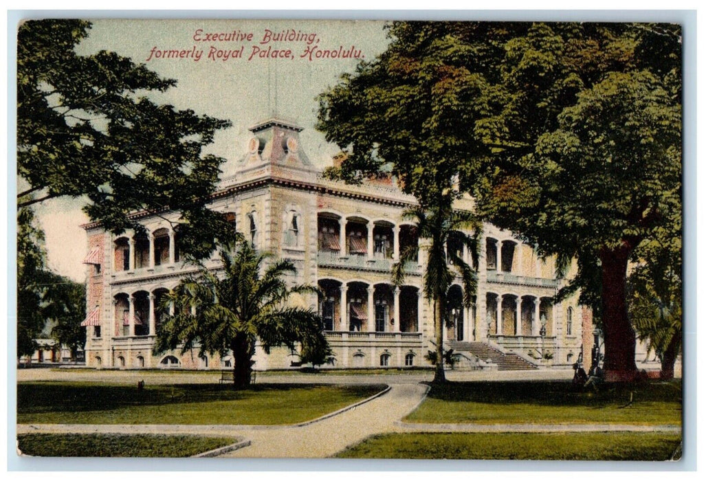 1909 Executive Building Exterior Formerly Royal Palace Honolulu Hawaii Postcard