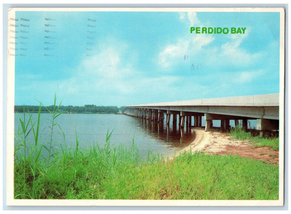 1985 Perdido Bay Bridge Lake Inter-Coastal Pensacola-Alabama Stateline Postcard