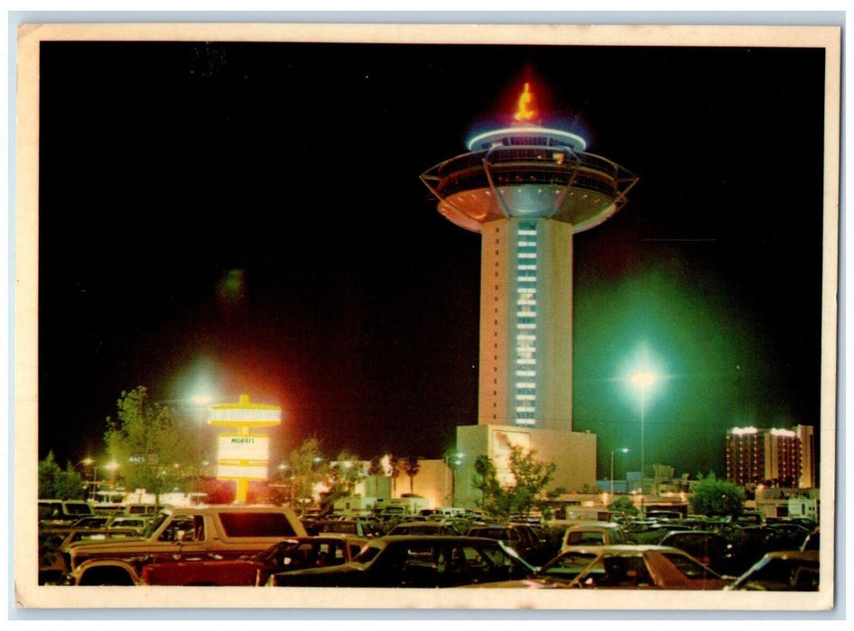 1952 Tower Landmark Hotel Night Scene Las Vegas Nevada Antique Vintage Postcard