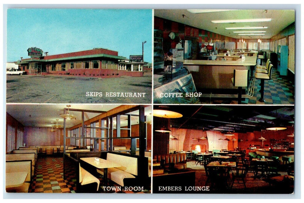 Skips Restaurant Interior Multiview Chelmsford Massachusetts MA Postcard