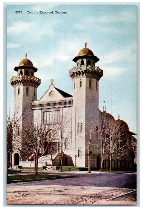 c1910 Temple Emanuel Denominations Church Edifies City Denver Colorado Postcard