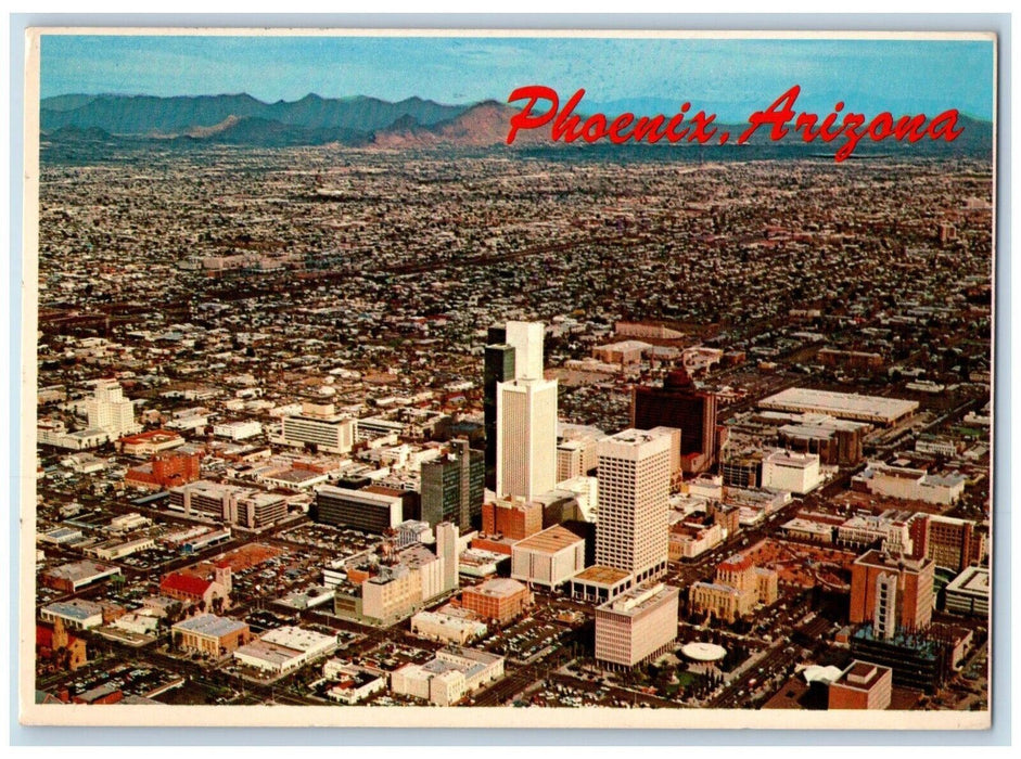 1960 Birds Eye View Phoenix Arizona AZ Buildings Vintage Antique Posted Postcard