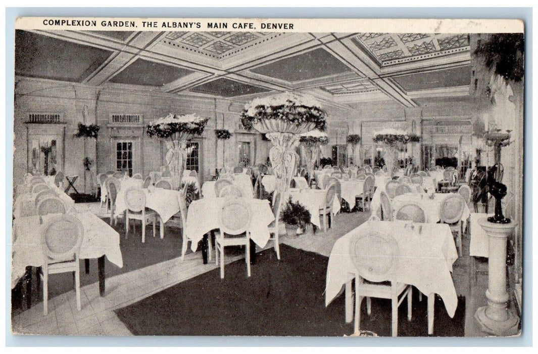 c1910 Complexion Garden Albany's Main Cafe Restaurant Denver Colorado Postcard
