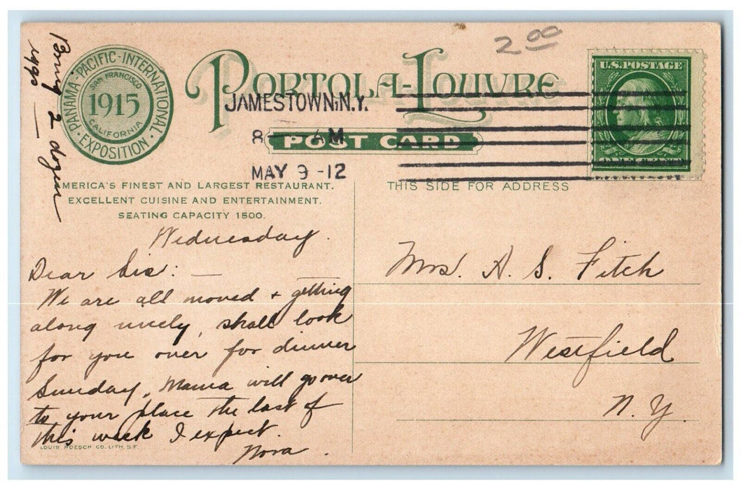 c1915 Portola Louvre Restaurant Powell Market Streets San Francisco CA Postcard