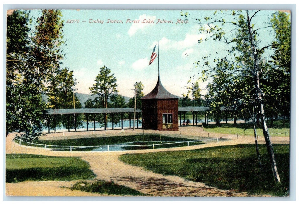 Trolley Station Forest Lake Palmer Massachusetts MA Unposted Postcard